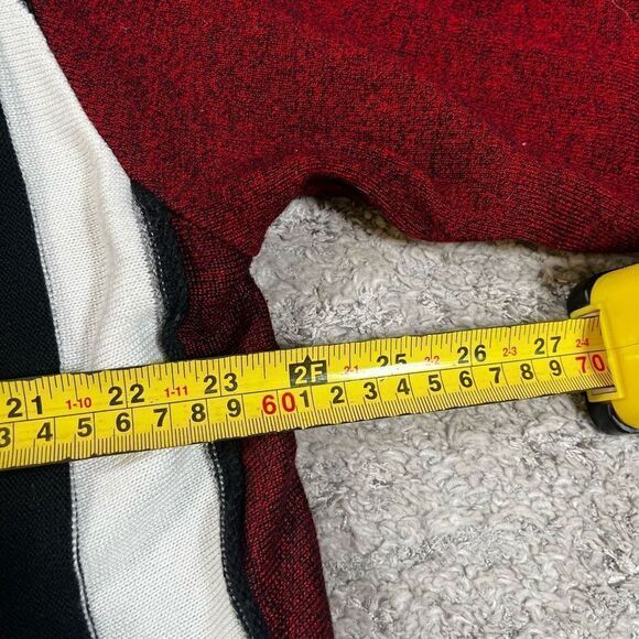 Vintage 90s Inserch 3D Textured Knit Zip Up Red Congo Style Sweater - Picture 6 of 7